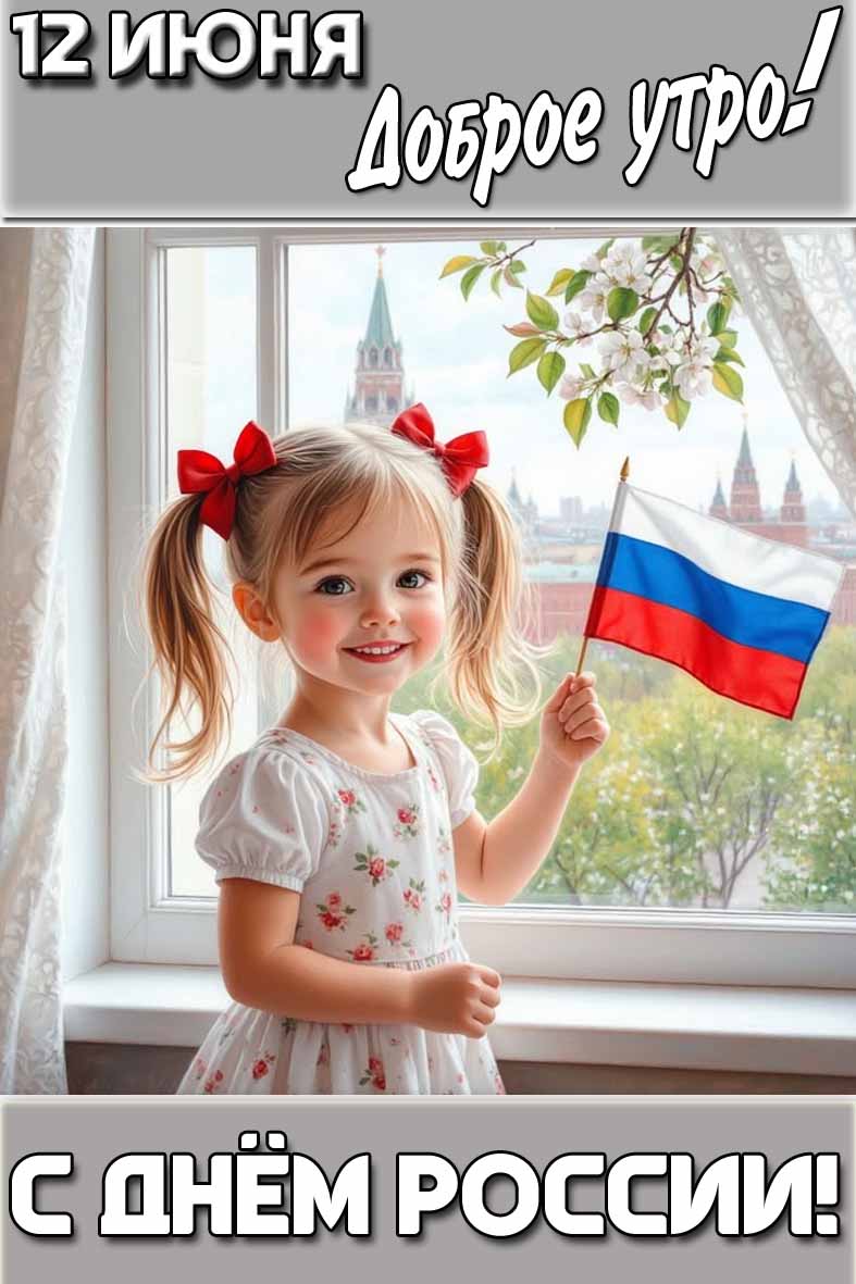 Красивая картинка "12 июня доброе утро! С днём России!"
