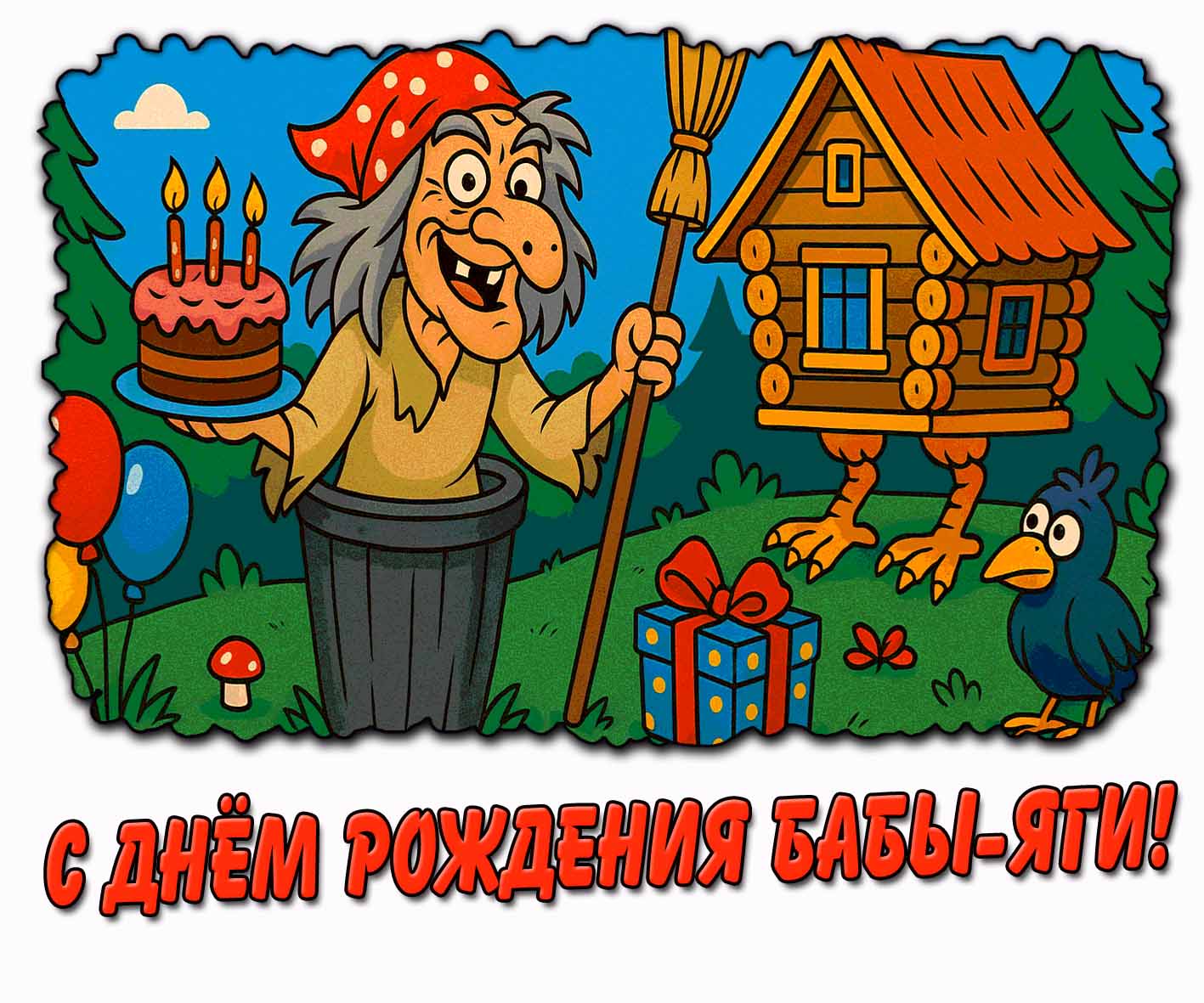 С днём рождения Бабы-Яги! - прикольная открытка