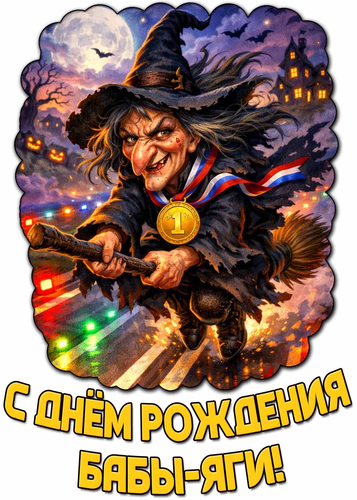 Картинка с днём рождения Бабы-Яги