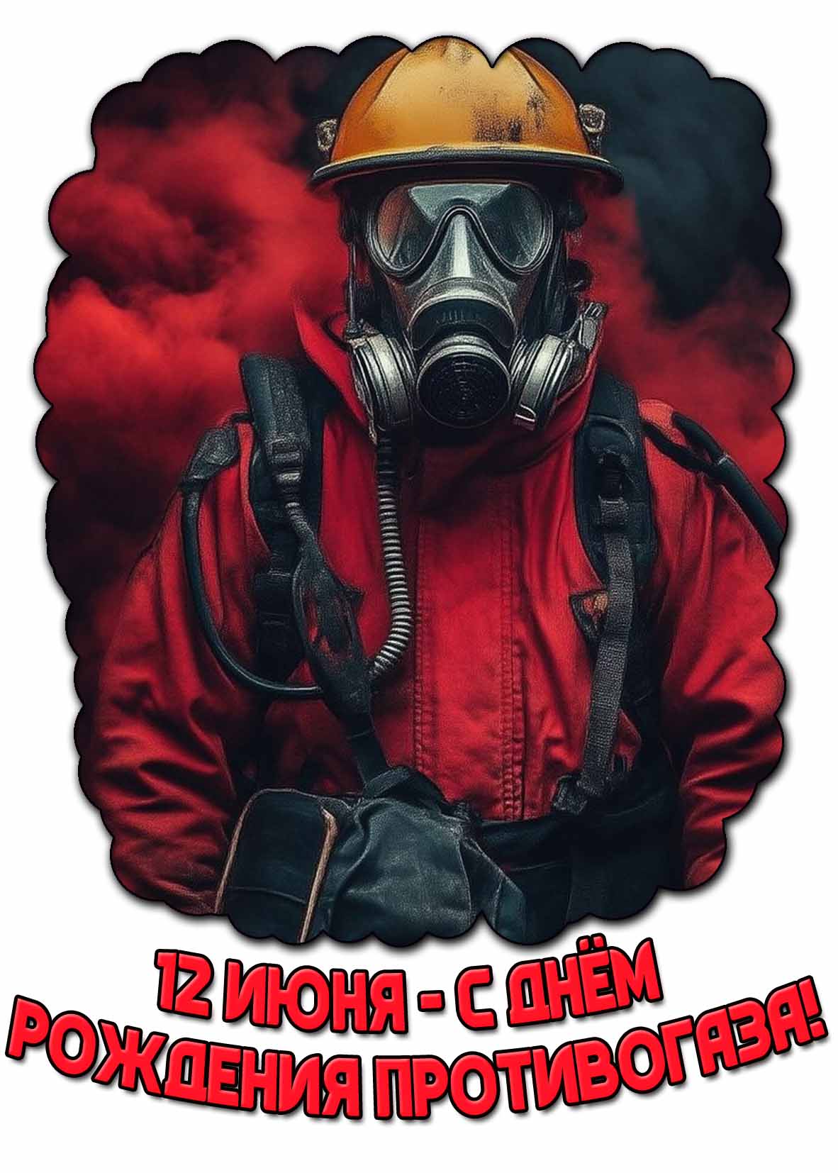 С днём рождения противогаза! - открытка на 12 июня
