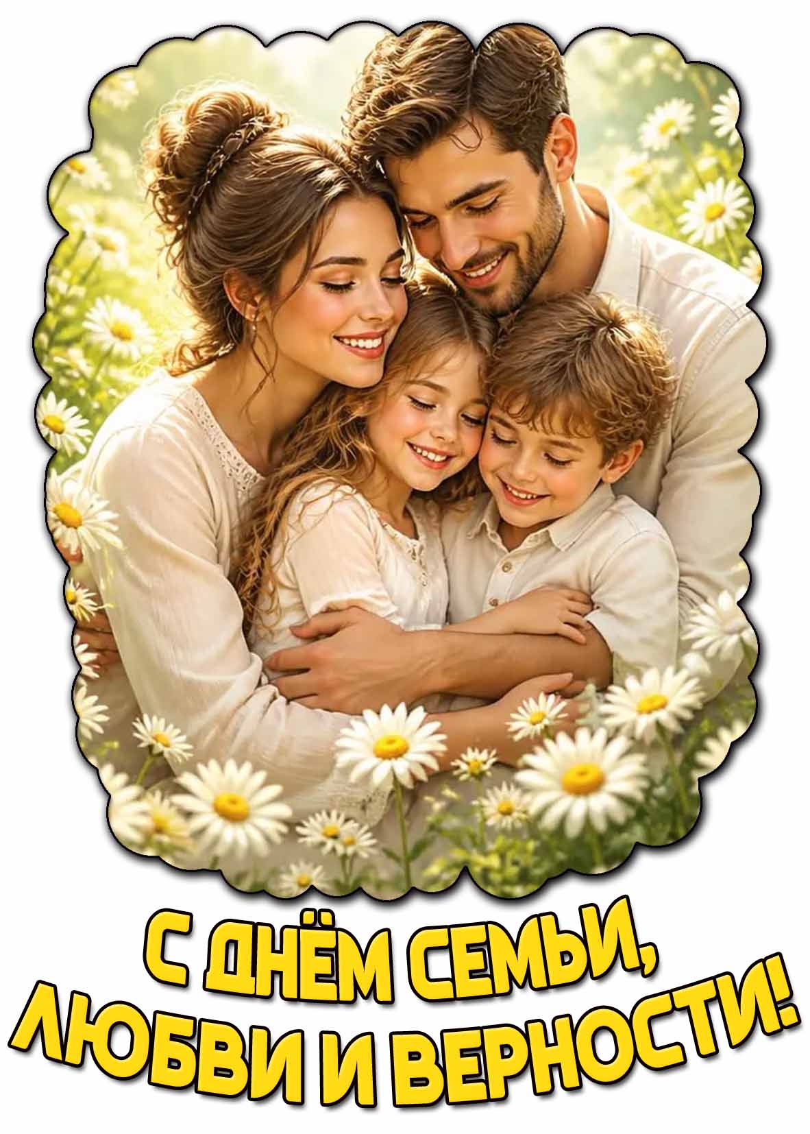 Открытка с днём семьи, любви и верности