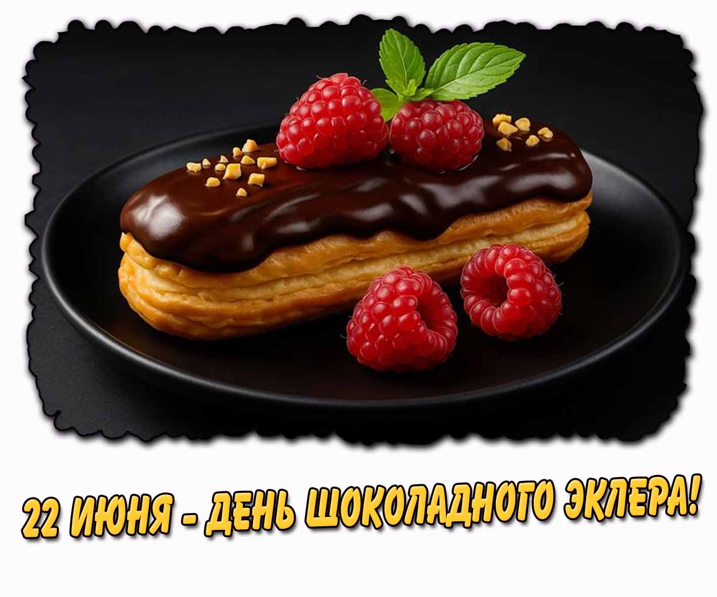 Стильная картинка 22 июня - день шоколадного эклера!