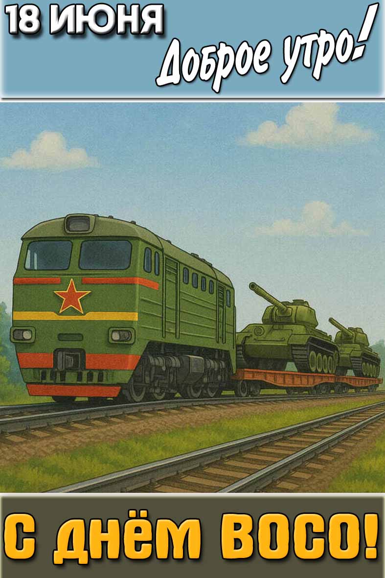 Открытка "18 июня доброе утро! С днём ВОСО!"