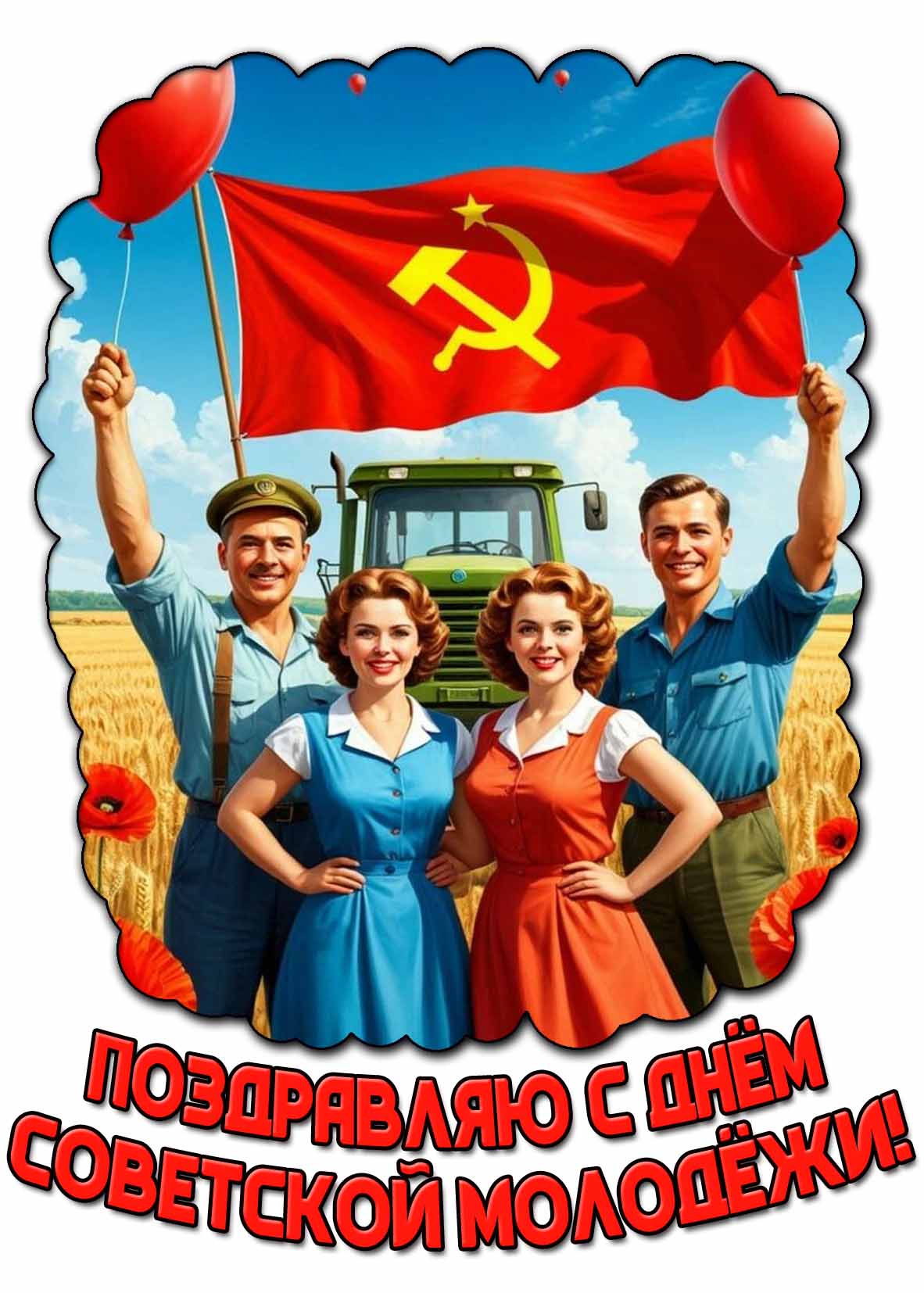 Поздравляю с днём советской молодёжи! - красивая открытка