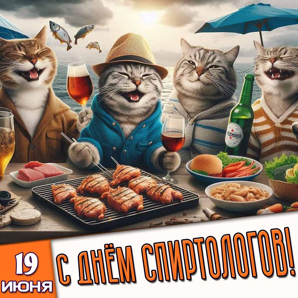 Открытка 19 июня - с днём спиртологов!