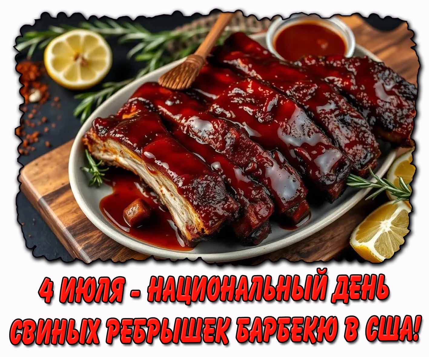 Картинка 4 июля - Национальный день свиных ребрышек барбекю в США!