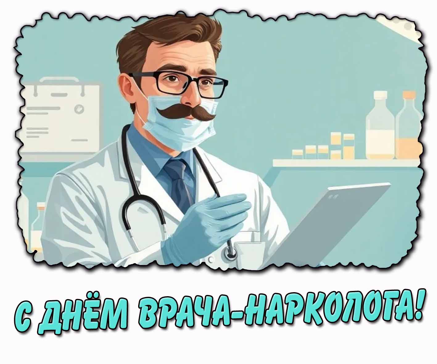 С днём врача-нарколога! - стильная открытка