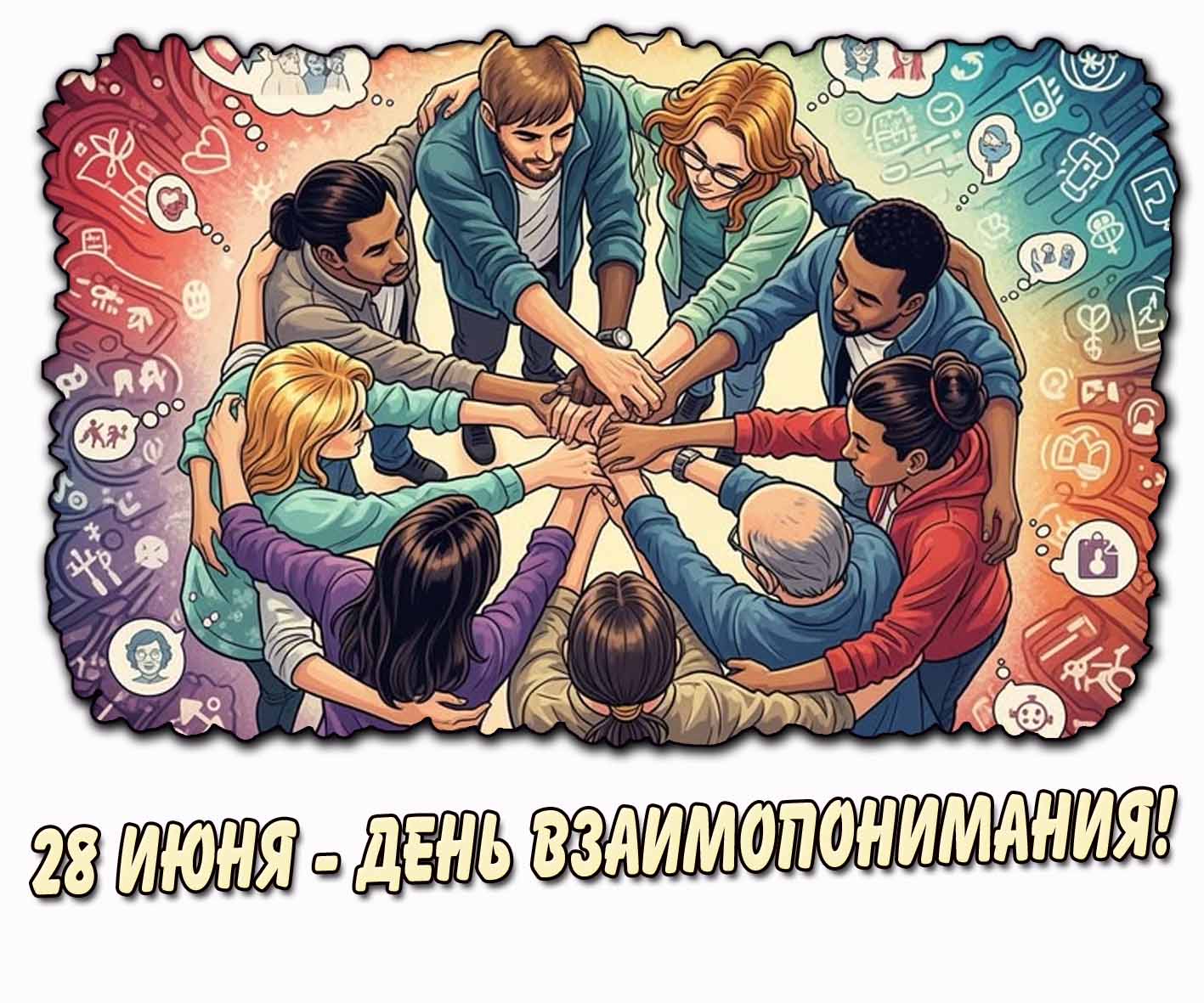 Открытка 28 июня - день взаимопонимания!