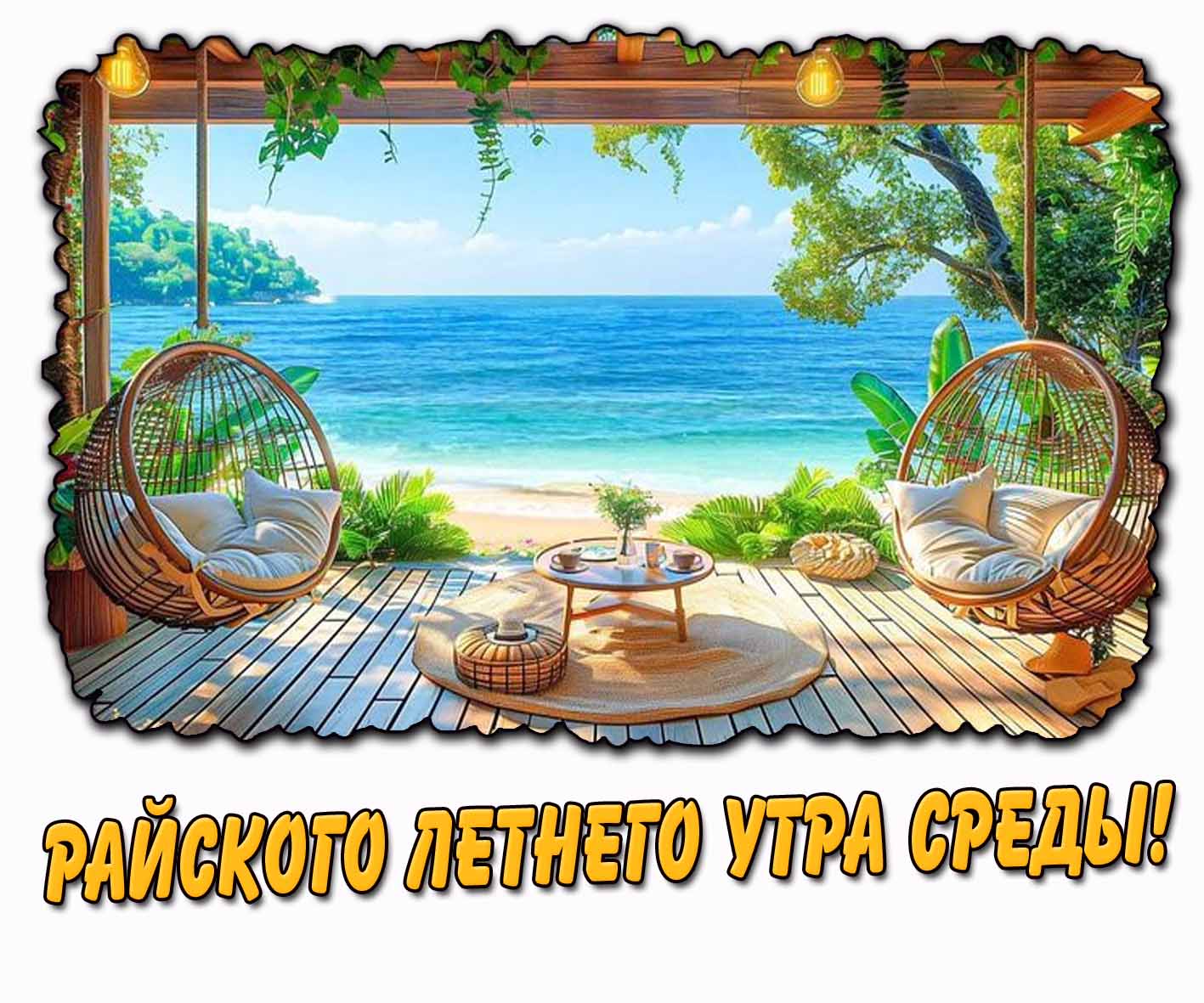 Открытка райского летнего утра среды