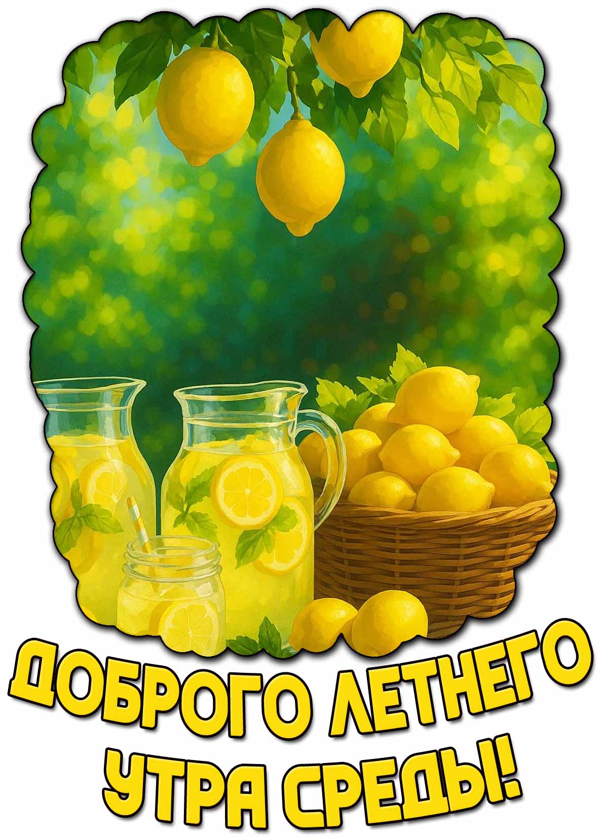 Доброго летнего утра среды! - открытка с лимонами