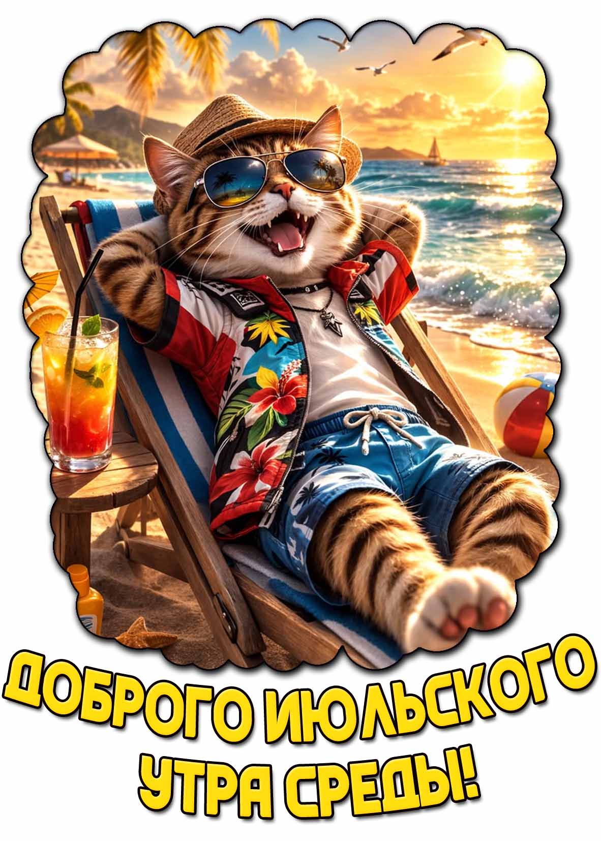 Открытка доброго июльского утра среды