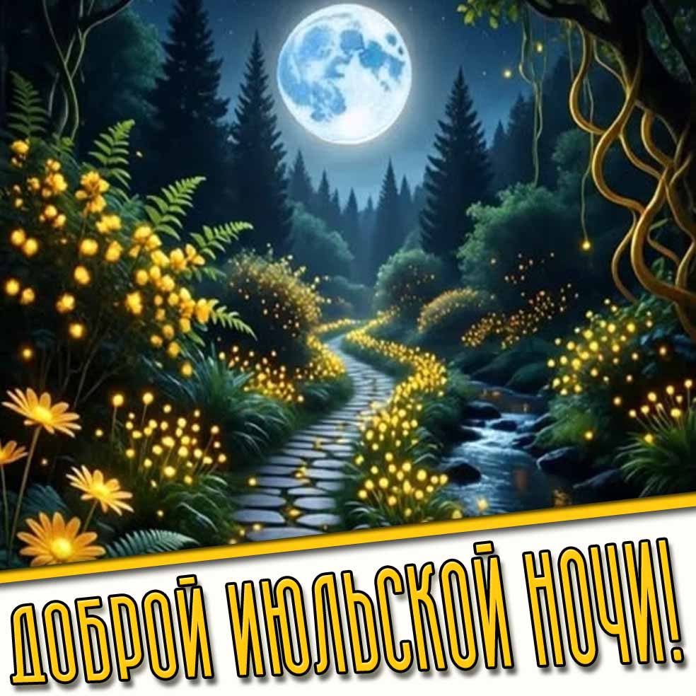 Доброй июльской ночи! - открытка с полной луной