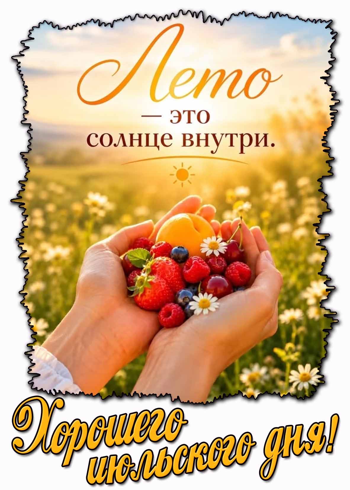 Открытка "Хорошего июльского дня! Лето - это солнце внутри!"