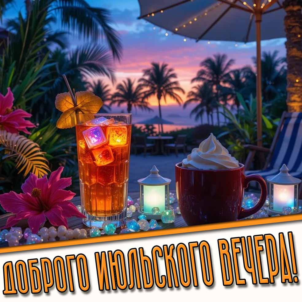 Доброго июльского вечера! - картинка с коктейлем