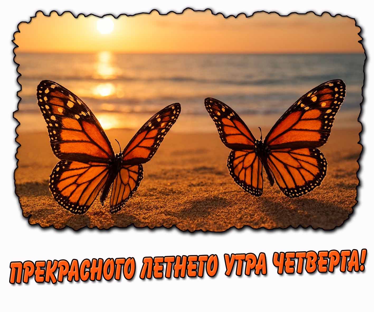Прекрасного летнего утра четверга! - открытка с бабочками