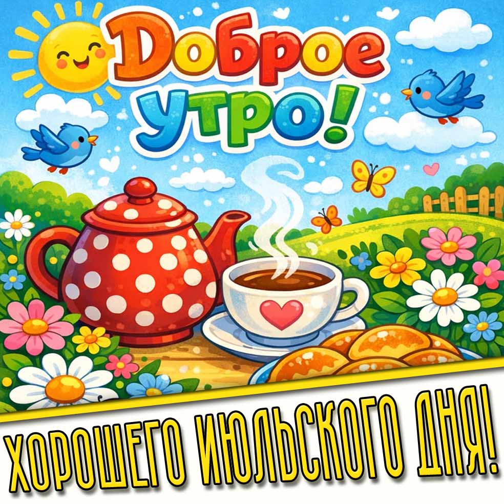 Открытка "Доброе утро! Хорошего июльского дня!"