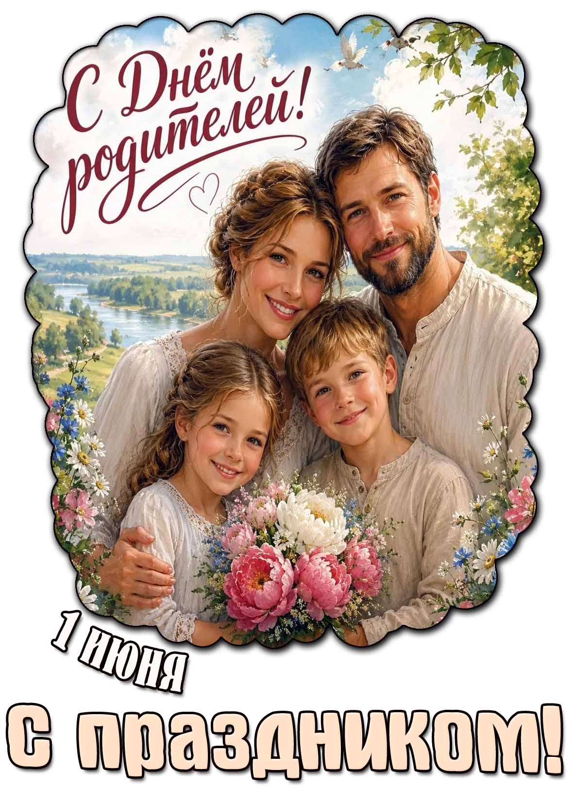 Картинка "1 июня - с днём родителей! С праздником!"