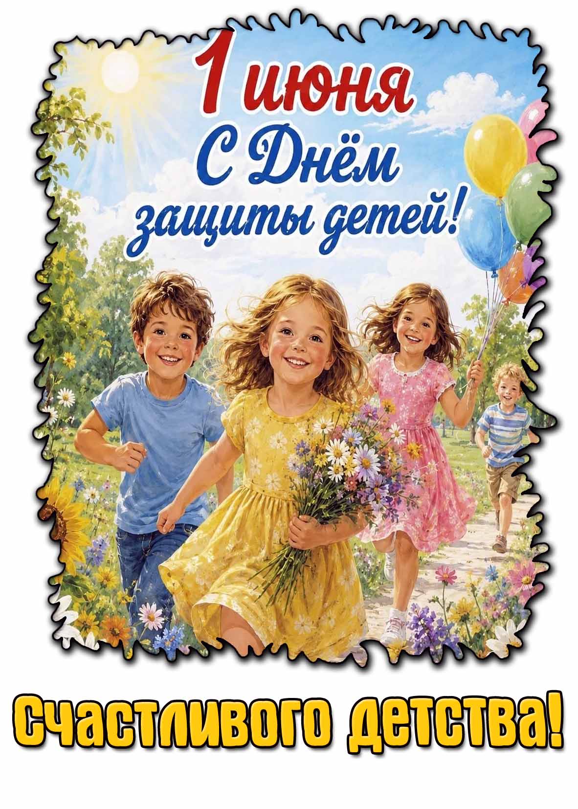 Картинка "1 июня - с днём защиты детей! Счастливого детства!"