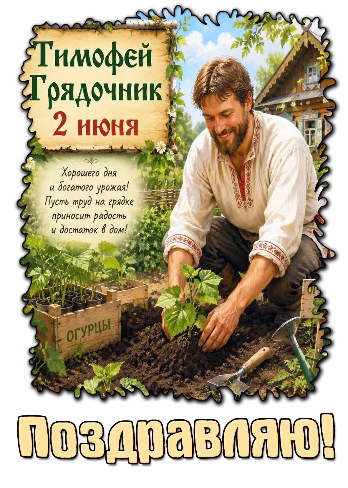 Картинка "2 июня - Тимофей Грядочник! Хорошего и богатого урожая! Поздравляю!"