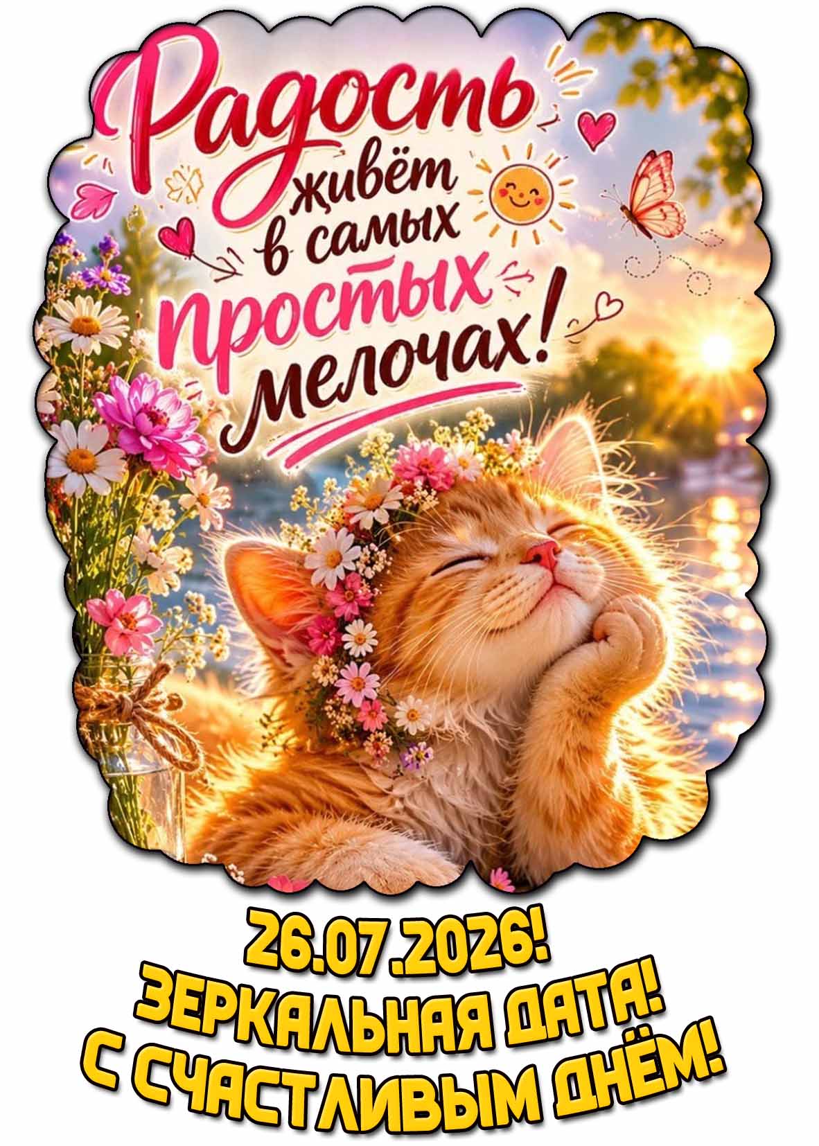 Картинка "26.07.2026 - зеркальная дата! С счастливым днём! Радость живёт в самых простых мелочах!"