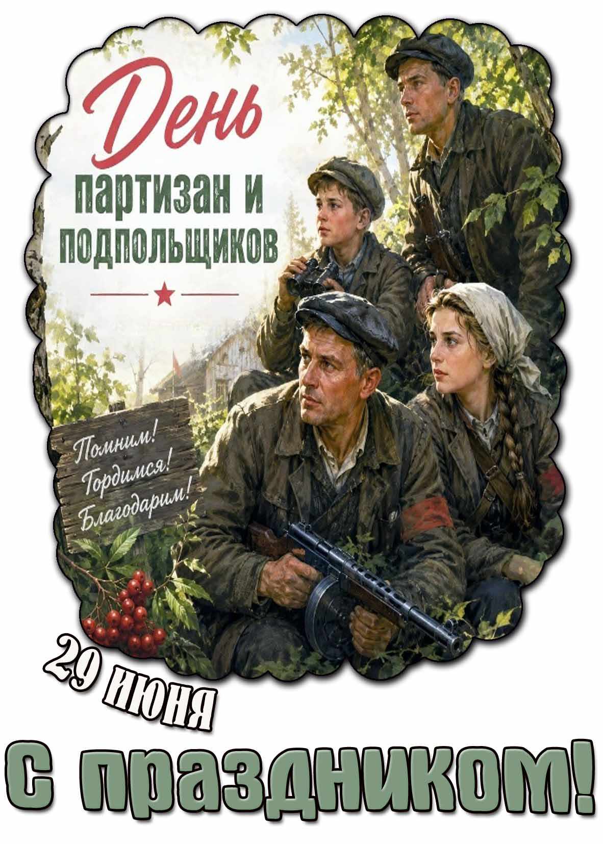 Картинка 29 июня - день партизан и подпольщиков! Помним! Гордимся! Благодарим! С праздником!