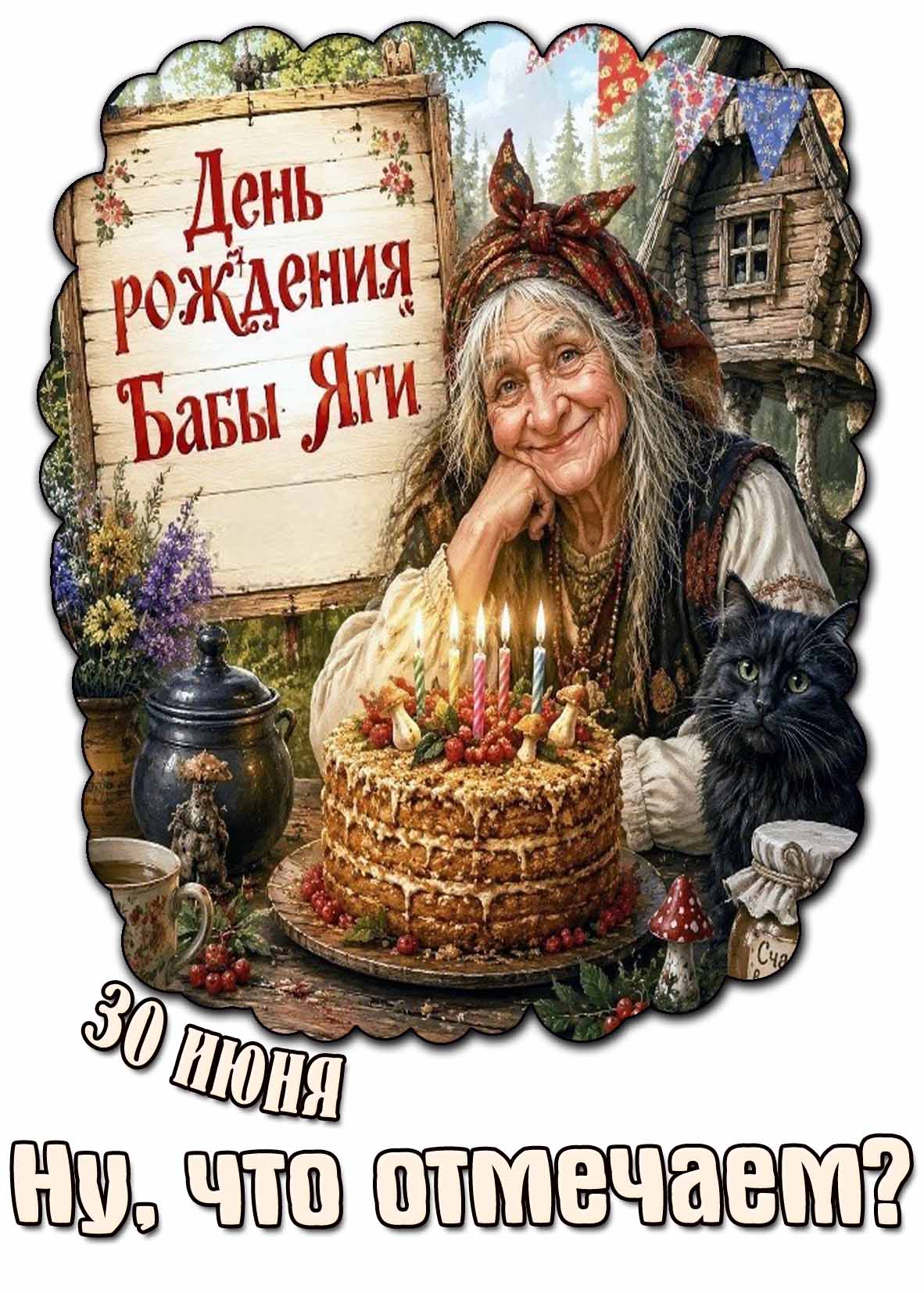 Картинка 30 июня - день рождения Бабы Яги! Ну, что отмечаем?