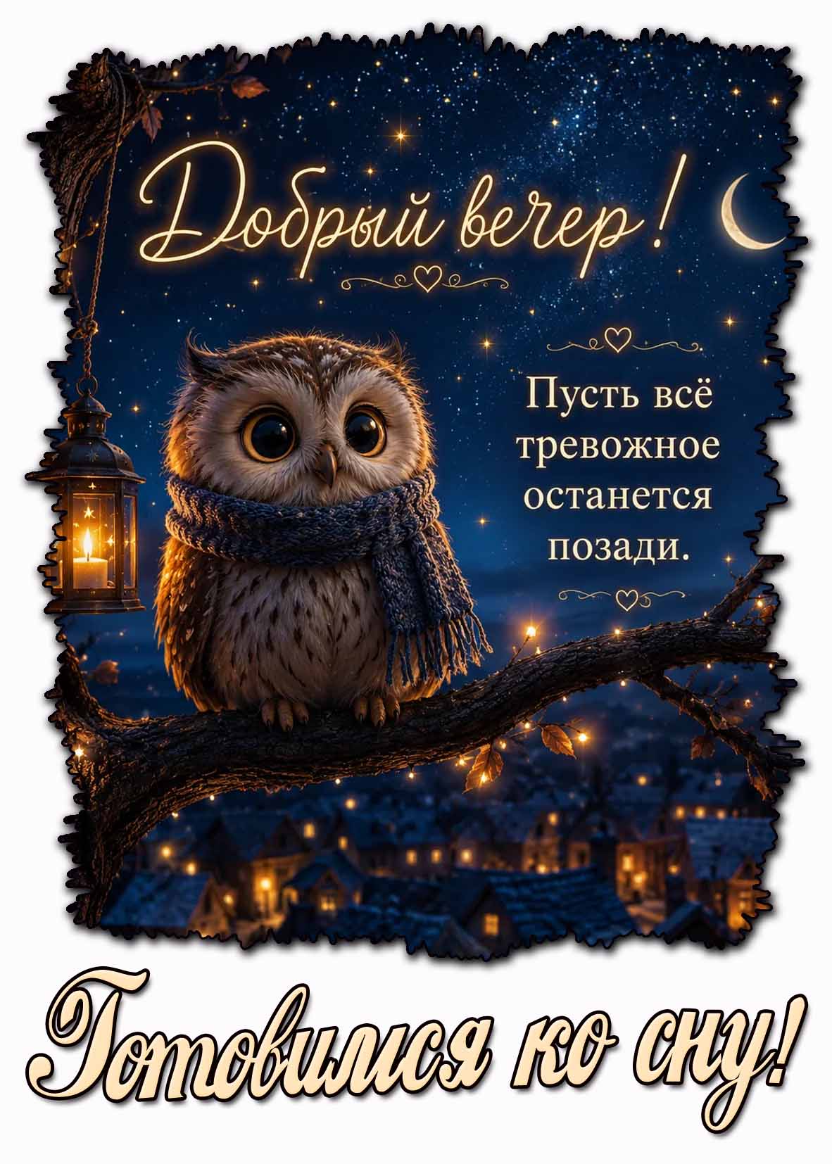 Картинка "Добрый вечер! Пусть всё тревожное останется позади! Готовимся ко сну!"