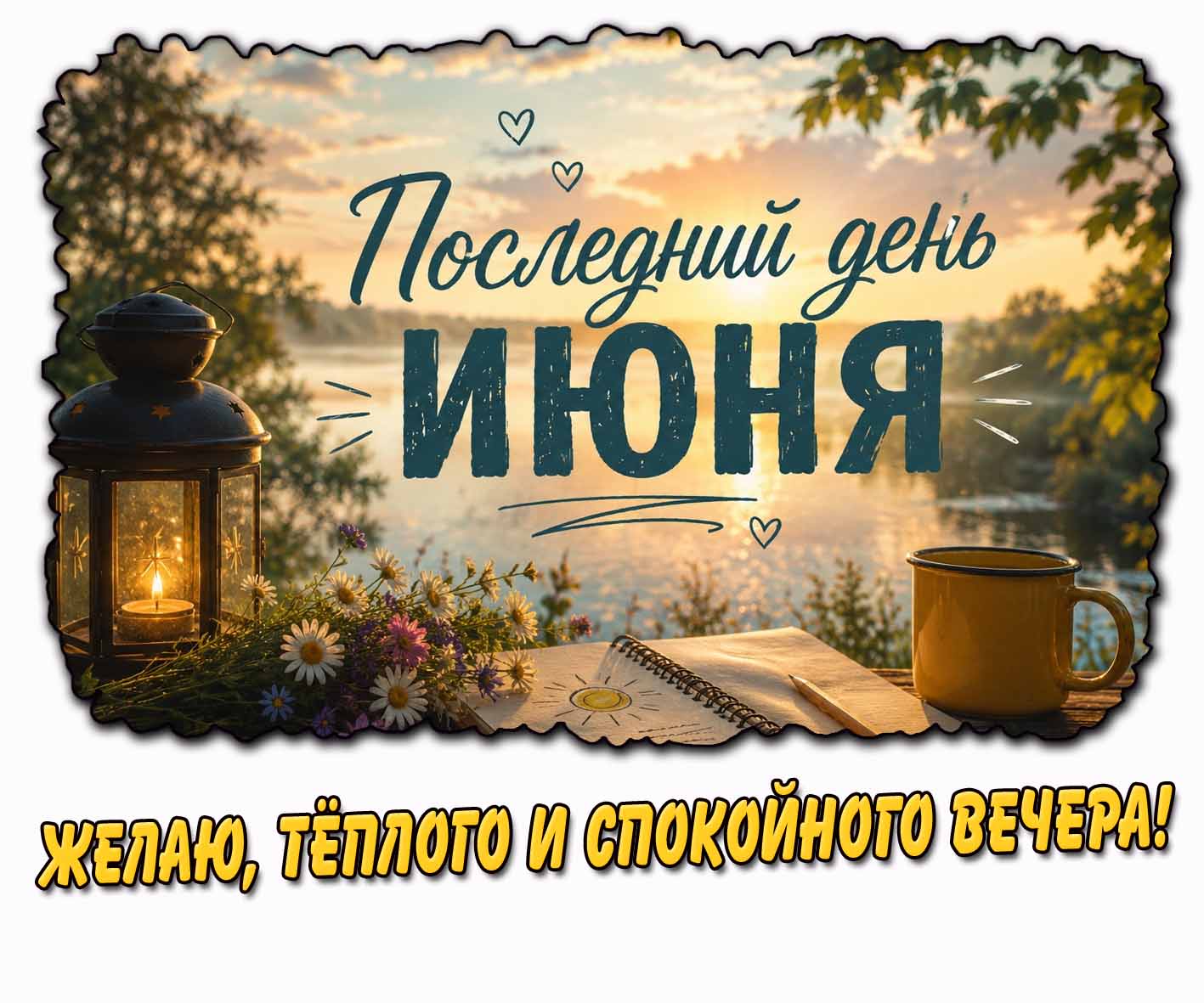 Картинка "Последний день июня! Желаю, тёплого и спокойного вечера!"