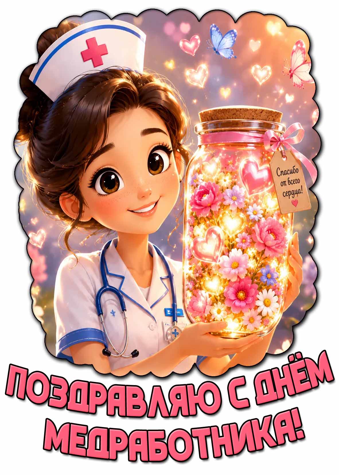 Картинка "Поздравляю с днём медработника! Спасибо от всего сердца!"