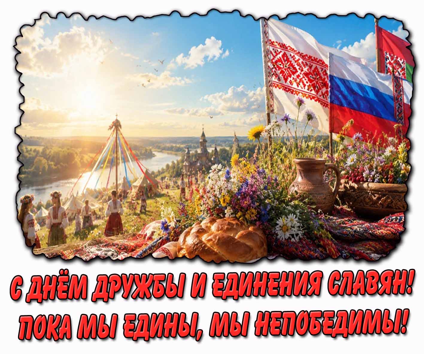 Картинка "С днём дружбы и единения славян! Пока мы едины, мы непобедимы!"