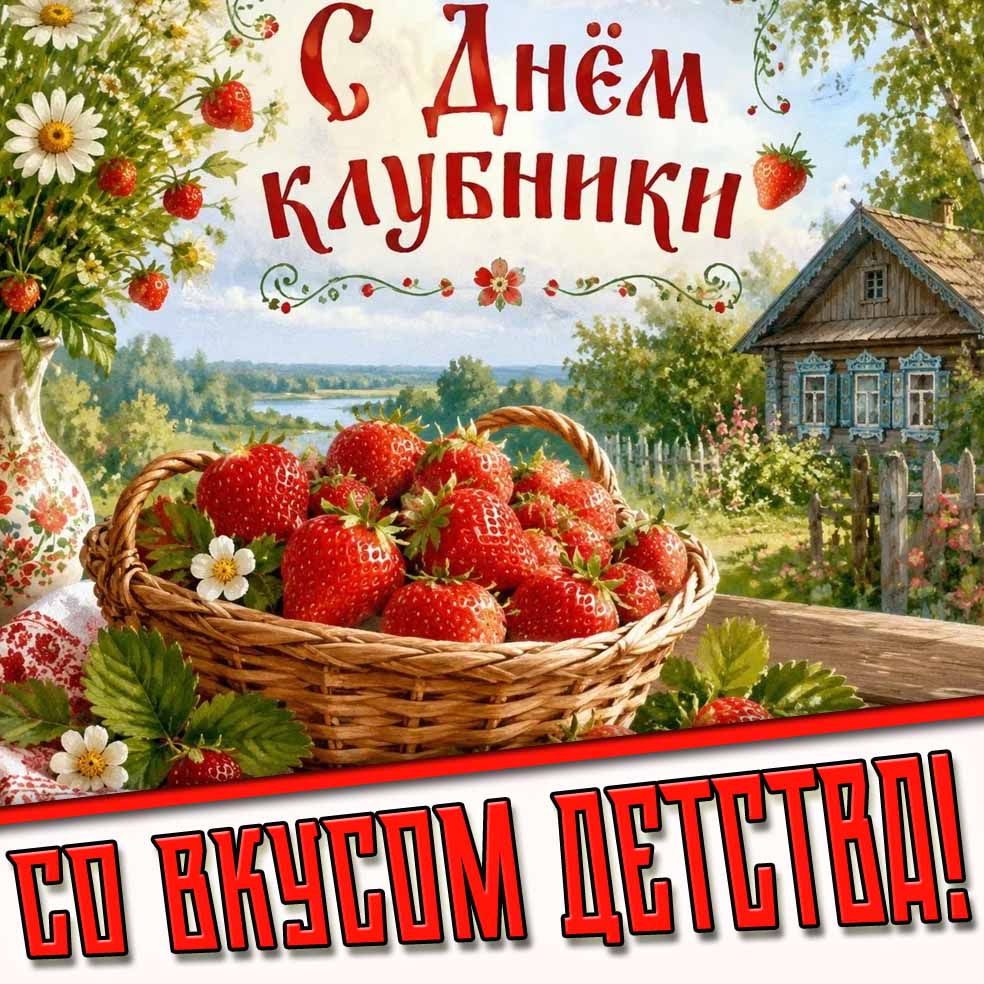 Картинка "С днём клубники! Со вкусом детства!"