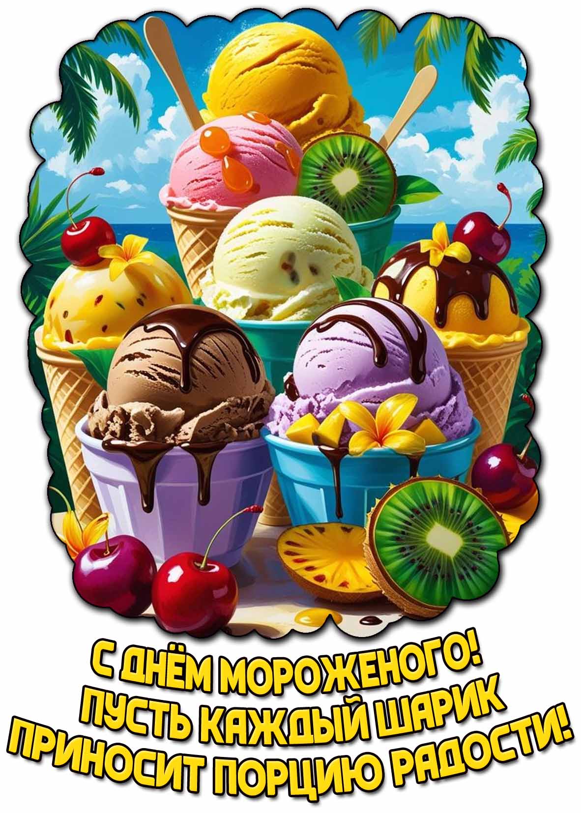 Картинка "С днём мороженого! Пусть каждый шарик приносит порцию радости!"