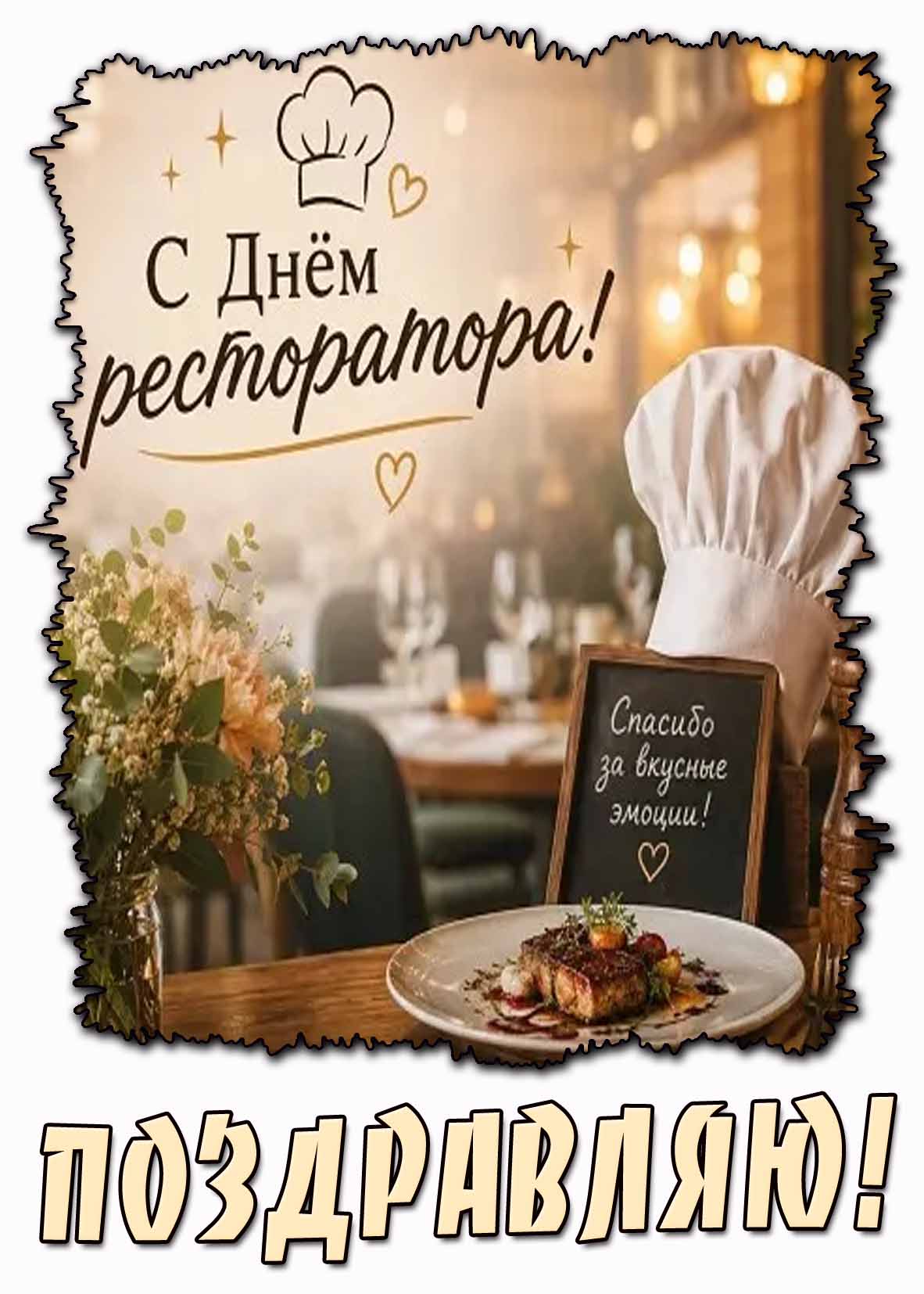 Картинка "С днём ресторатора! Спасибо за вкусные эмоции! Поздравляю!"