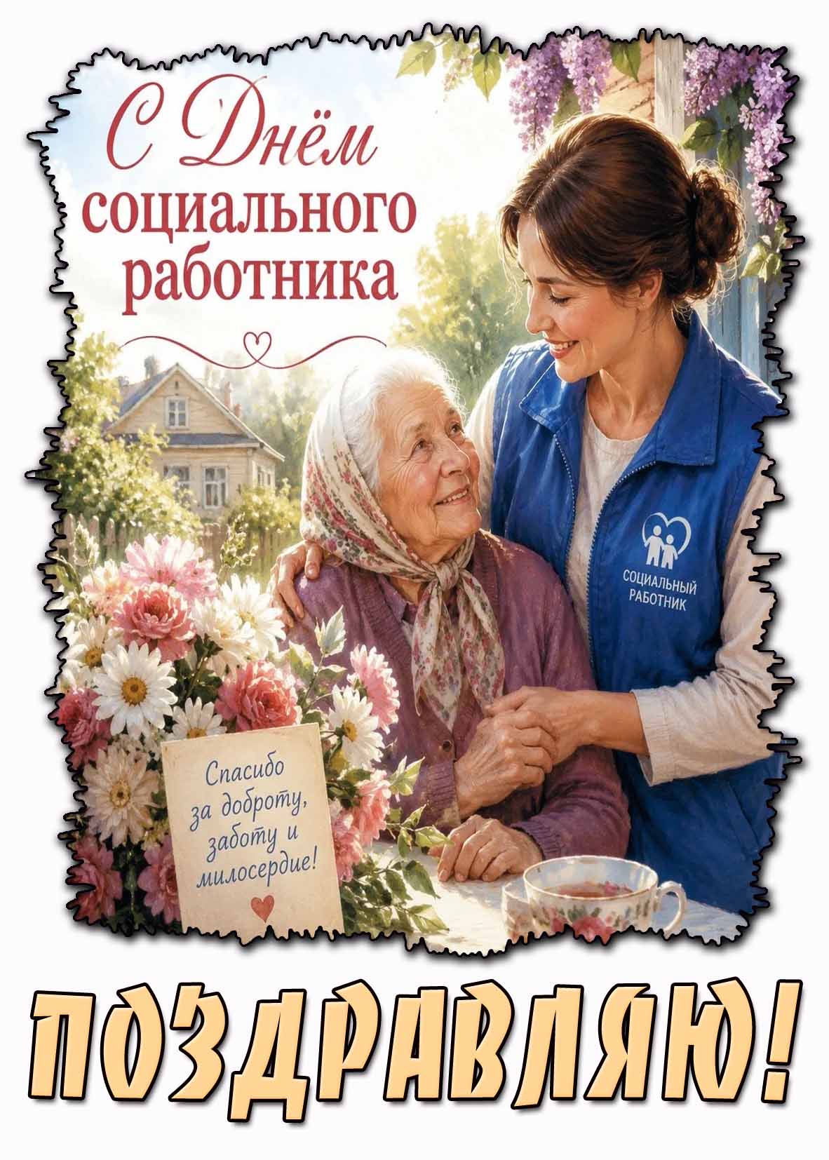 Картинка "С днём социального работника! Спасибо за доброту, заботу и милосердие! Поздравляю!"