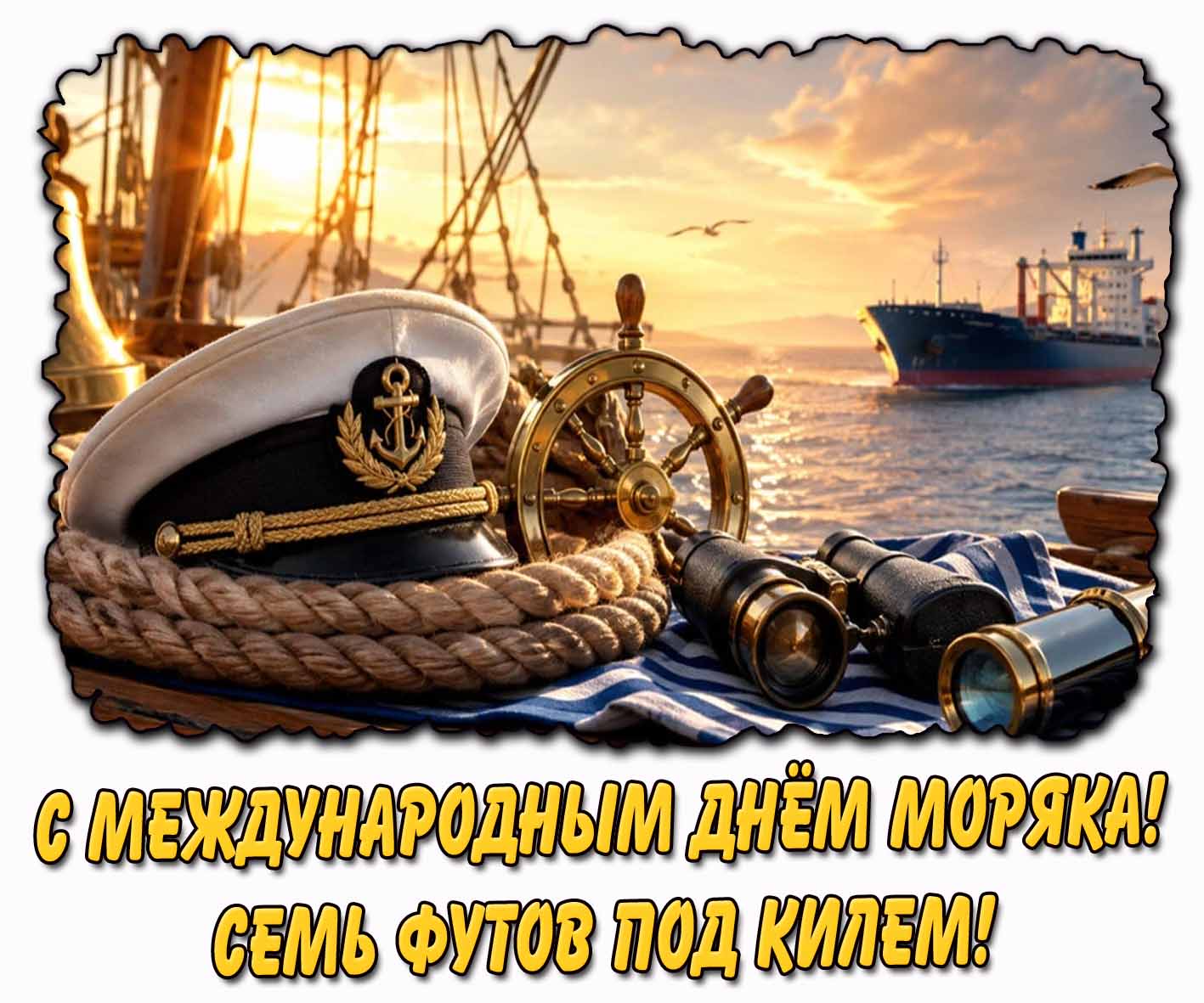 Картинка "С Международным днём моряка! Семь футов под килем!"