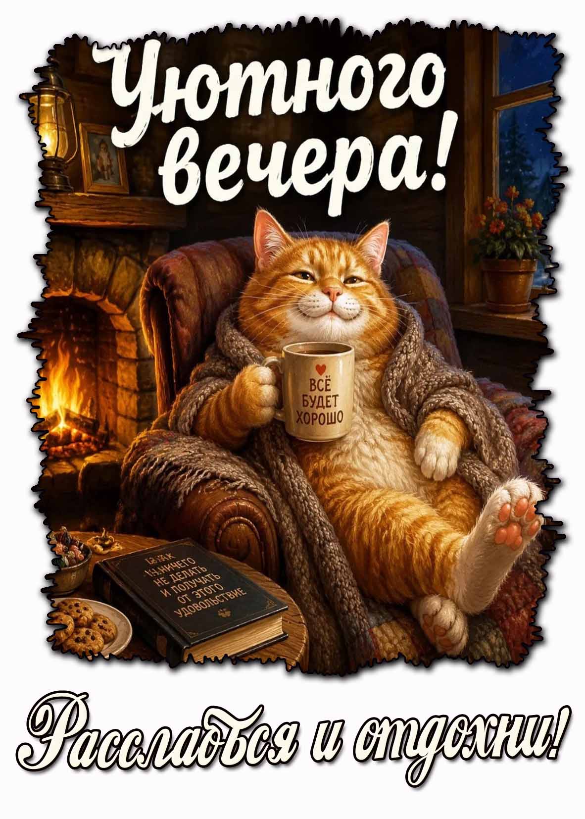 Картинка "Уютного вечера! Расслабься и отдохни! Всё будет хорошо!"