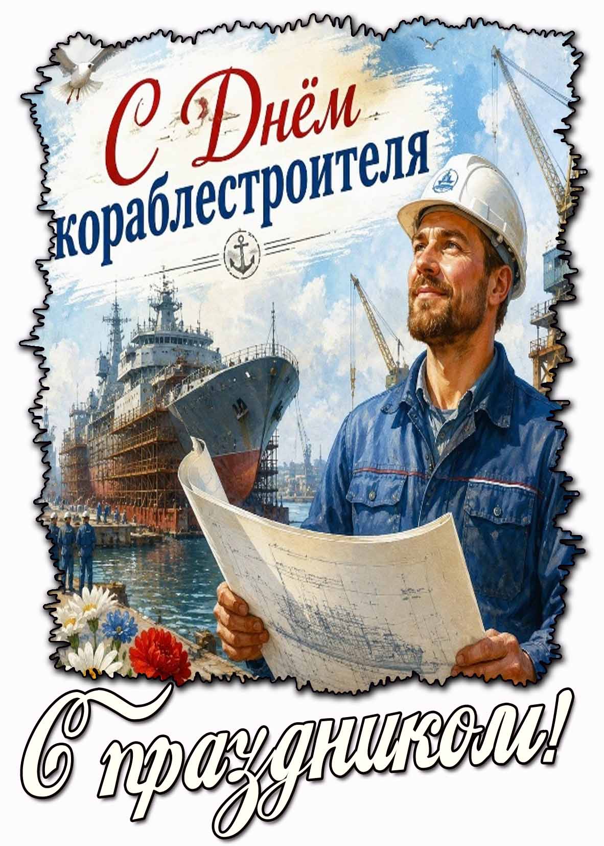 Красивая картинка "С днём кораблестроителя! С праздником!"
