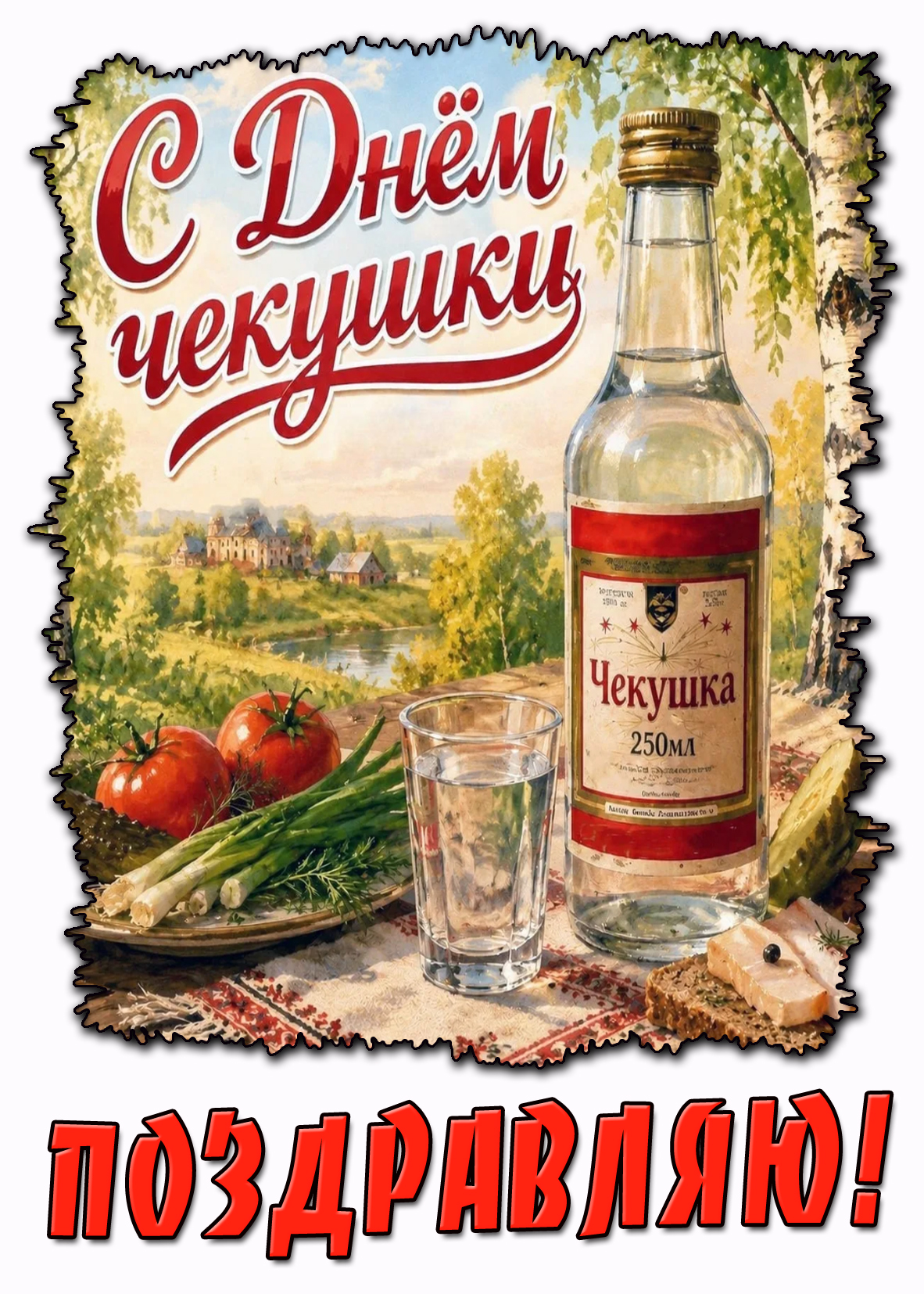 Красивая открытка "С днём чекушки! Поздравляю!"