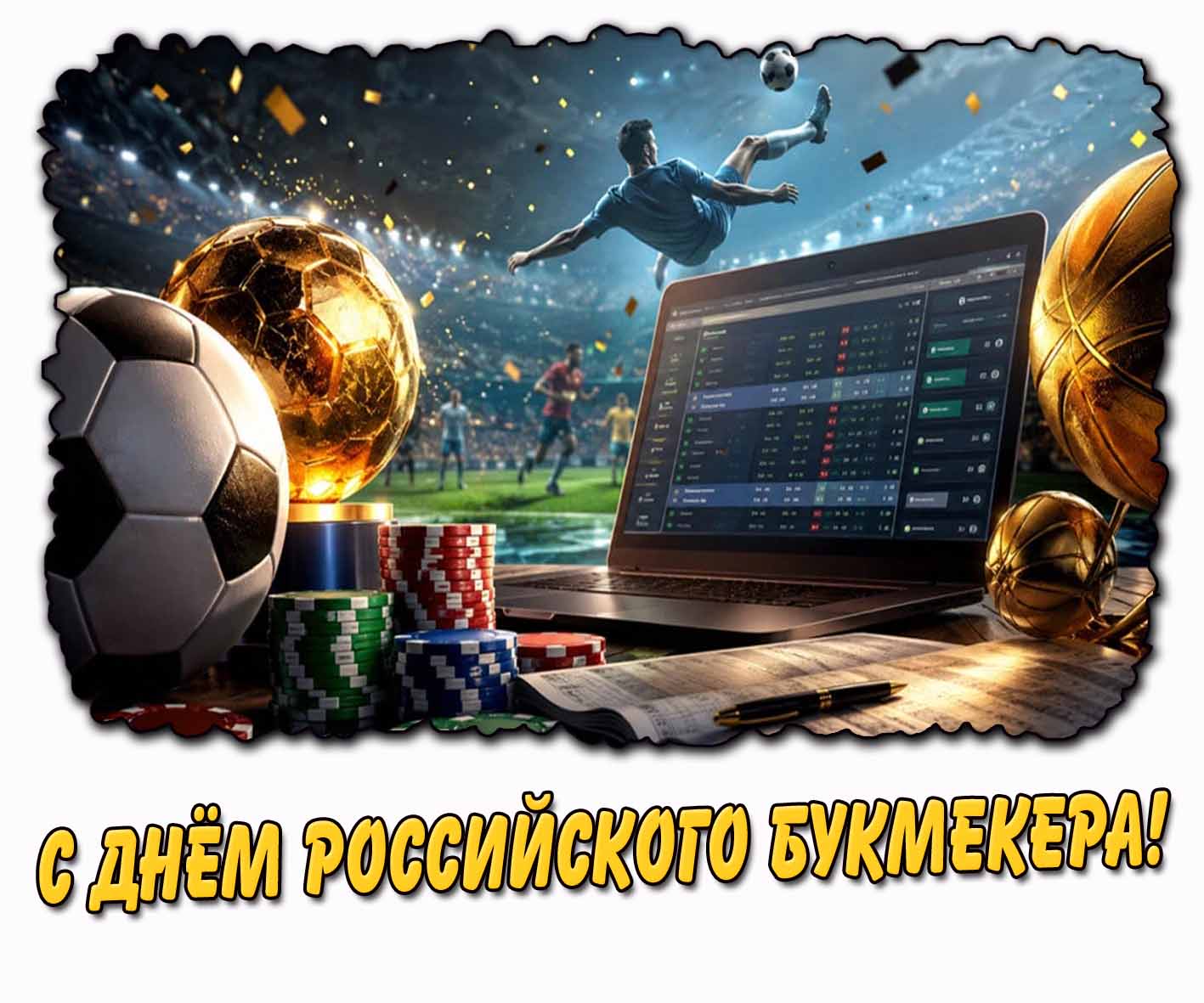Красивая открытка с днём российского букмекера