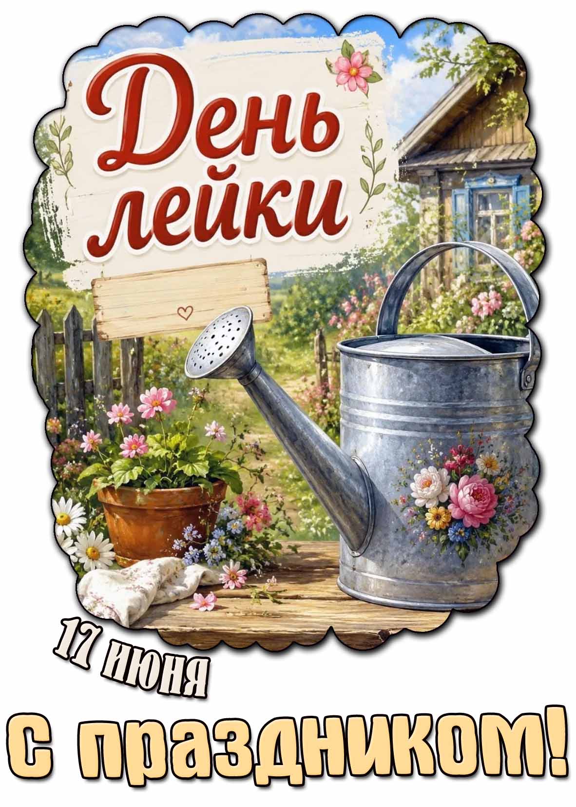 Летняя открытка "17 июня - день лейки! С праздником!"