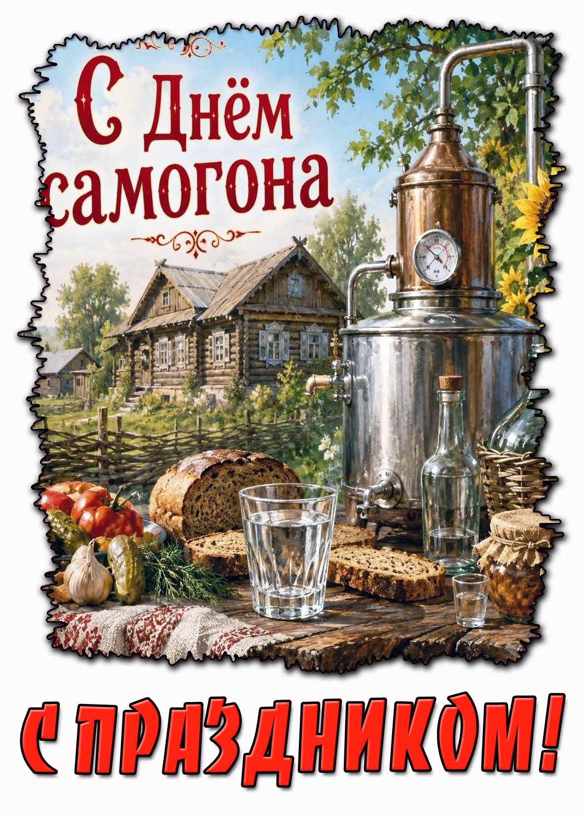 Летняя открытка "С днём самогона! С праздником!"