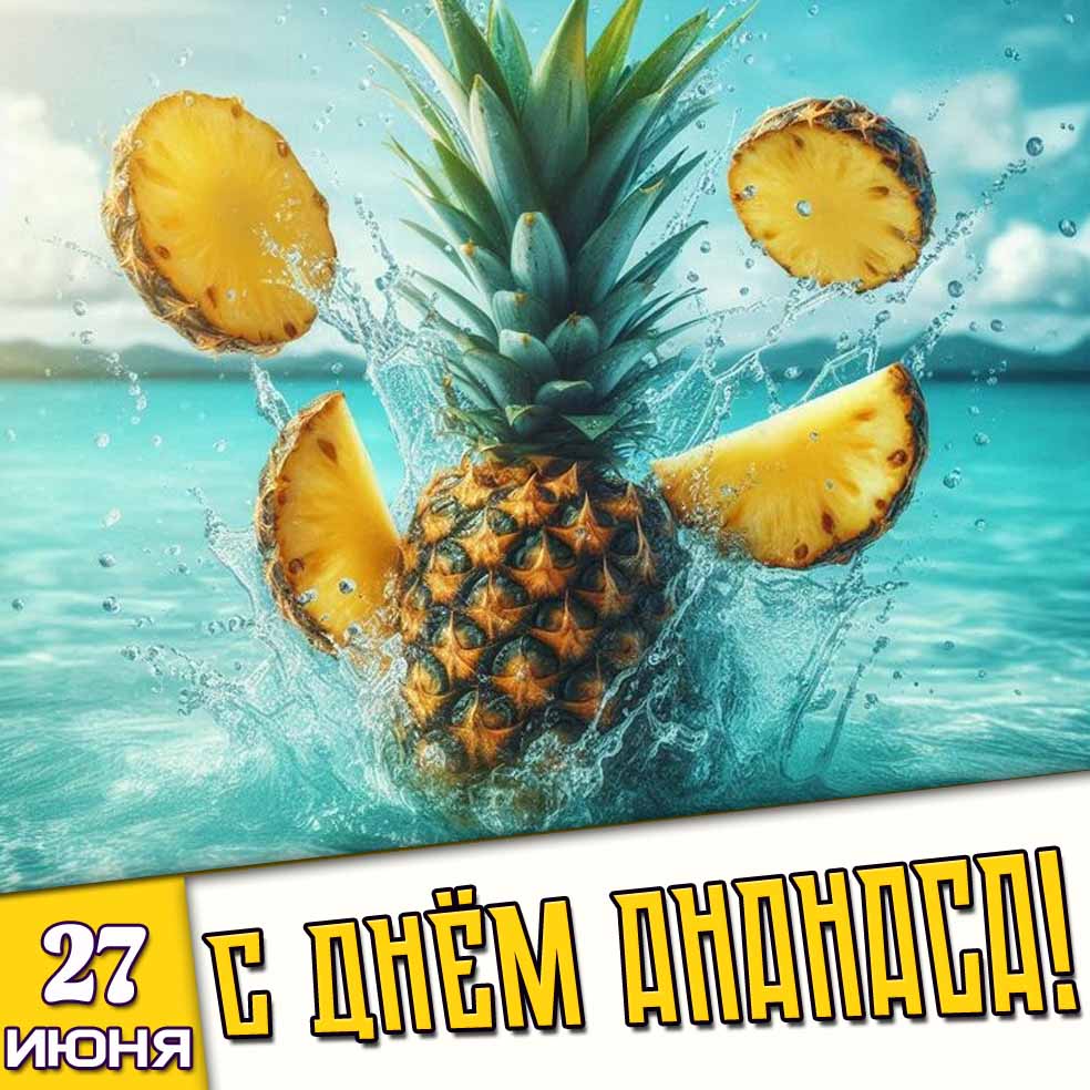 Открытка 27 июня - с днём ананаса!