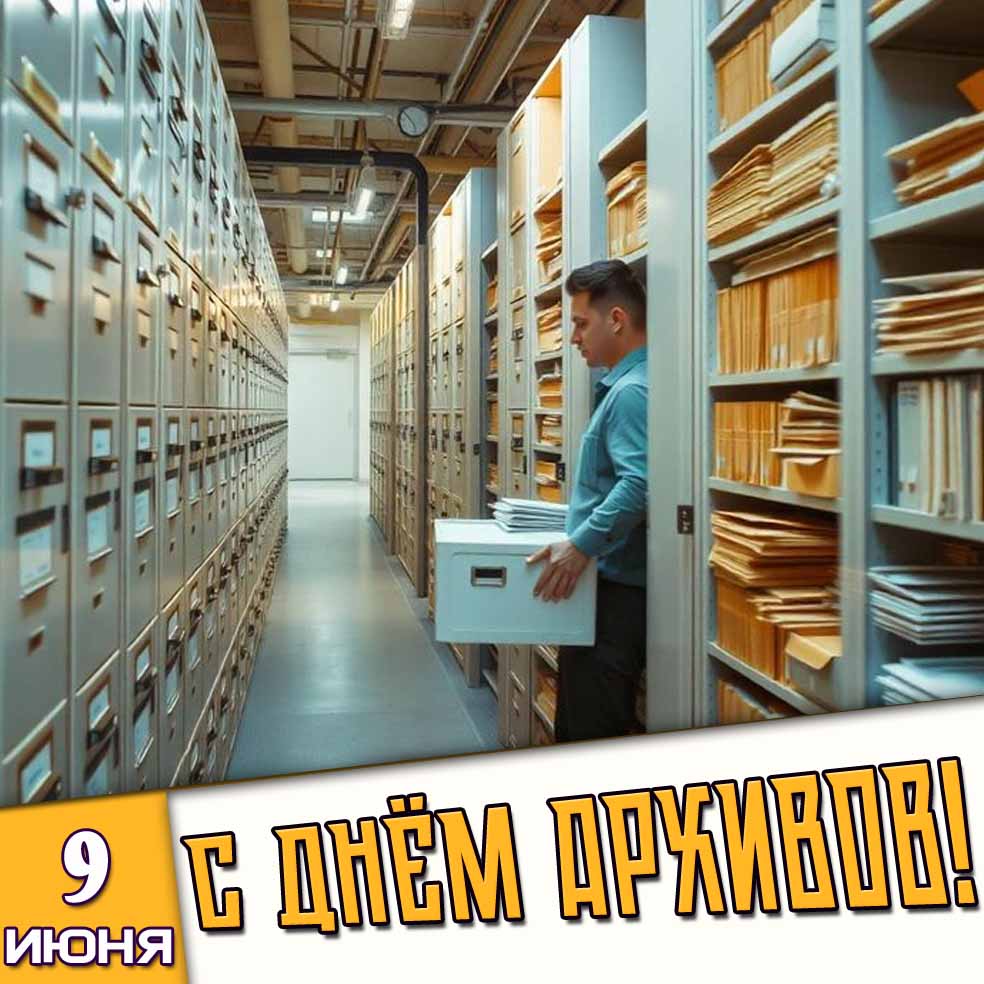 Открытка 9 июня - с днём архивов!