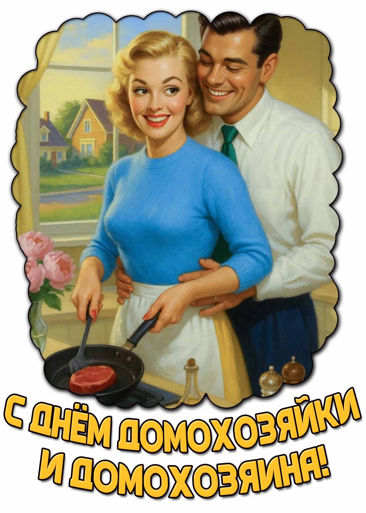 Прикольная картинка с днём домохозяйки и домохозяина