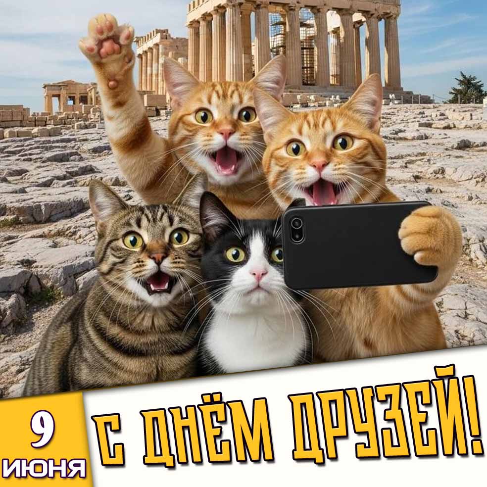 Прикольная открытка 9 июня - с днём друзей!