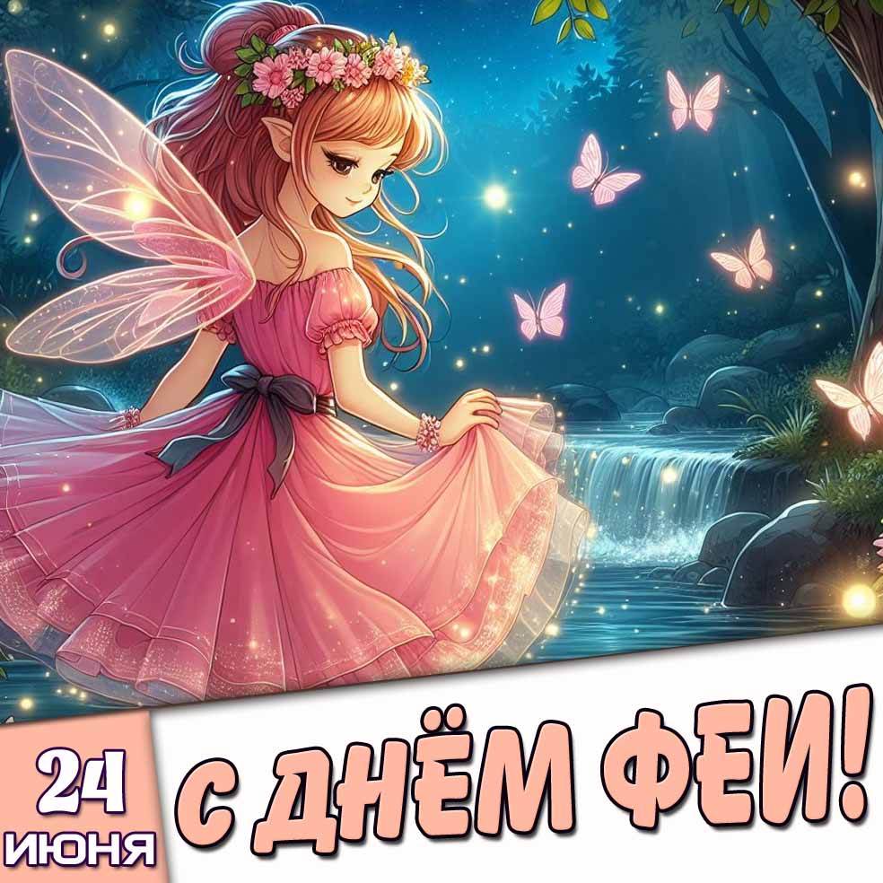 Детская открытка 24 июня - с днём феи!