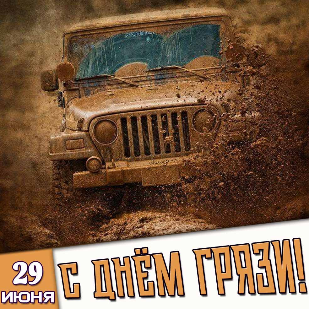 Открытка 29 июня - с днём грязи!