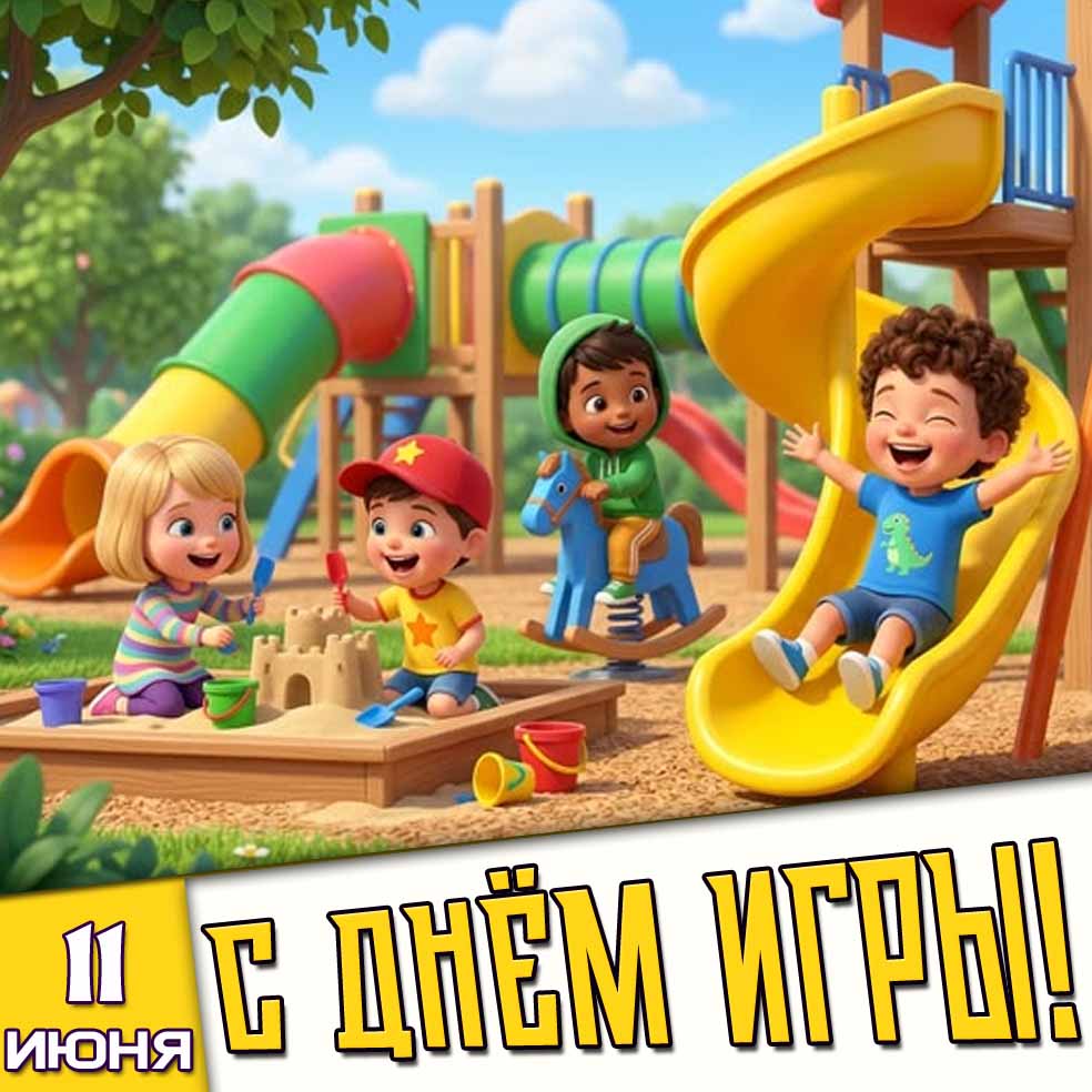 Открытка 11 июня - с днём игры!