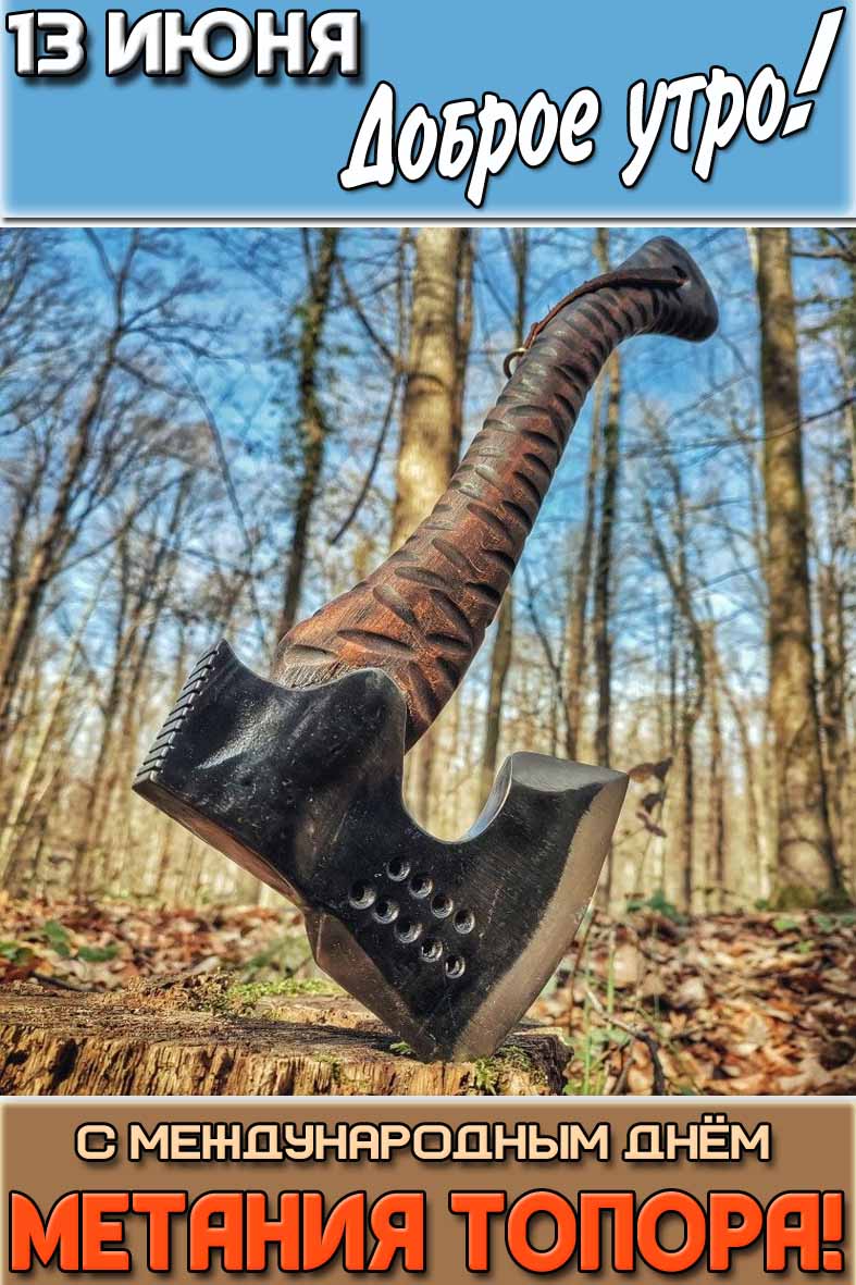 Картинка "13 июня доброе утро! С Международным днём метания топора!"