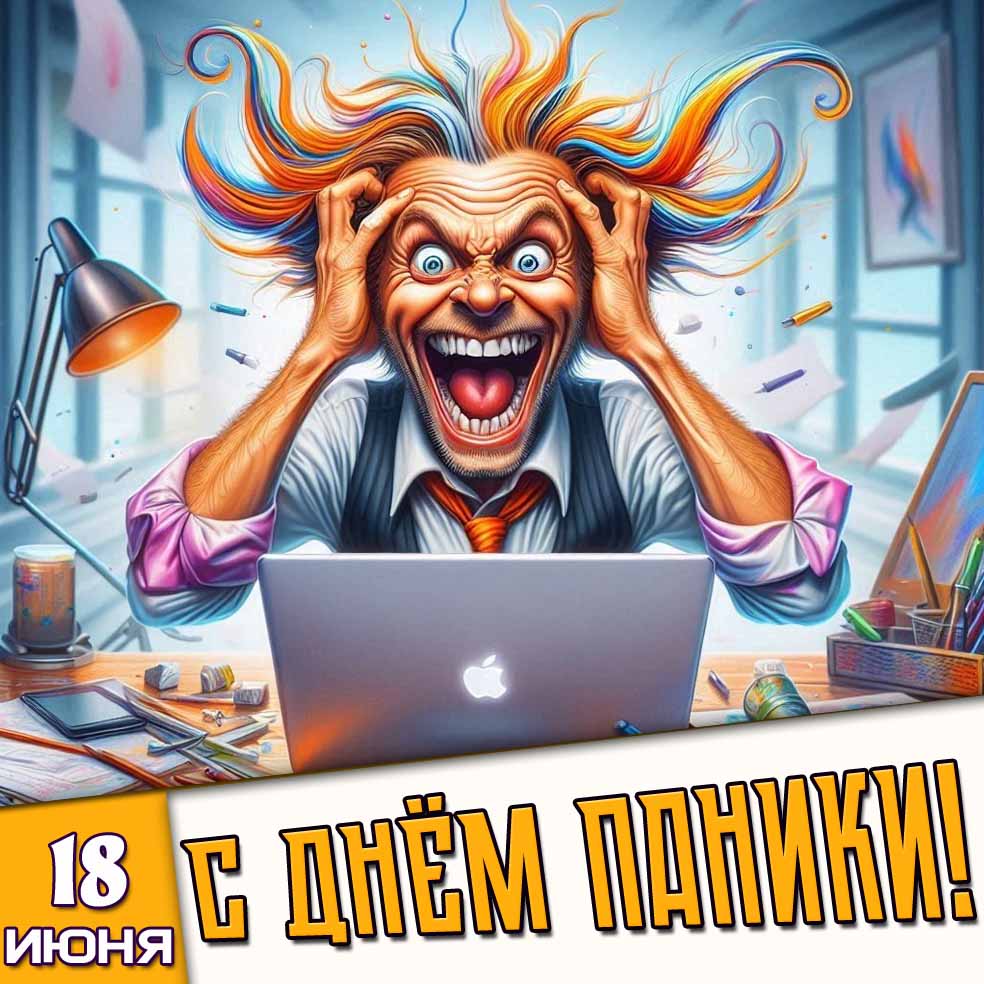 Открытка 18 июня - с днём паники!
